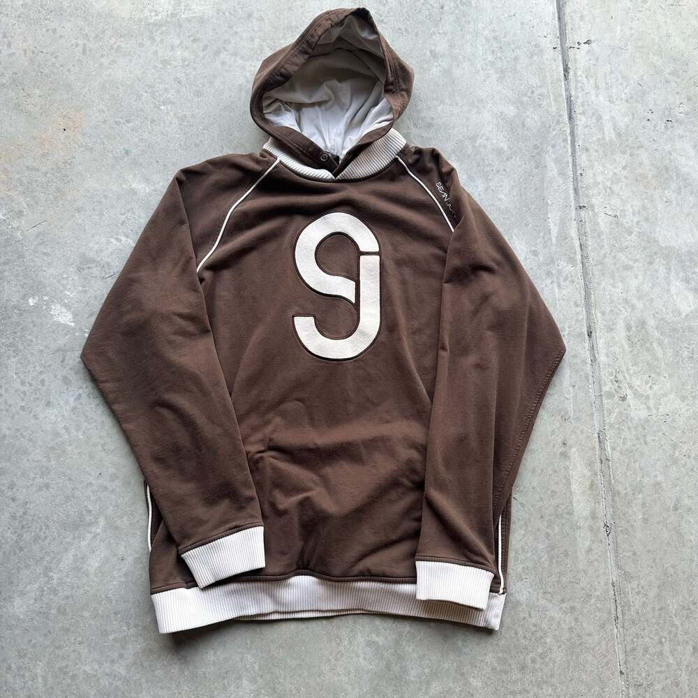 Sean John Vintage Y2K Brown and Cream Graphic Hoodie